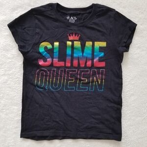 The Children's Place Black Tee with Colorful 'Slime Queen' Design